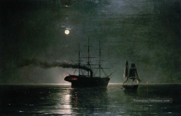  navires - navires dans le silence de la nuit 1888 Romantique Ivan Aivazovsky russe